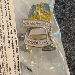 Taylor Swift Unofficial Champagne Problems Enamel Pin - Blue and Gold New